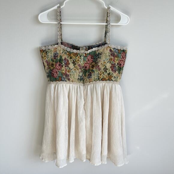 Cider Fairy Whimsical Gypsy Corset Mini Dress XL Tapestry Bustier Milkmaid - Picture 6 of 14